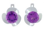 Серьги из серебра с александритом круг 10 мм 51030