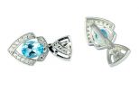 Серьги из серебра с топазом и фианитами капля 7х10 мм 51048