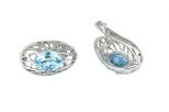 Серьги из серебра с топазом овал 7х9 мм 51049