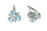 Серьги из серебра с топазом и фианитами 3 круга 7 мм 51052