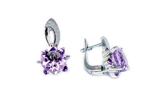 Серебряные серьги с аметистом 51137 купить в магазине Самоцветы мира
