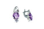 Серьги из серебра с аметистом и фианитами круг 8 мм 51141