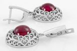 Серьги из серебра с рубином овал 8х10 мм 51150