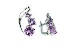 Серьги из серебра с аметистом 3 круга от 4 до 8 мм 51192