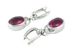 Серьги из серебра с рубином синтетическим овал 8х12 мм 51206