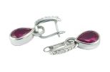 Серьги из серебра с рубином синтетическим и фианитами капля 8х12 мм 51301