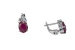 Серьги из серебра с рубином и фианитами овал 6х8 мм 51555