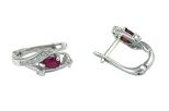 Серьги из серебра с рубином и фианитами капля 4х6 мм 51570