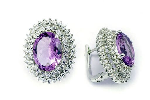 Серебряные серьги с аметистом 51681 купить в магазине Самоцветы мира