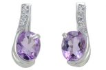 Серьги из серебра с аметистом и фианитами овал 7х9 мм 51685