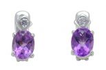 Серьги из серебра с аметистом и фианитами овал 6х8 мм 51688