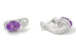 Серьги из серебра с аметистом и фианитами овал 6х8 мм 51688