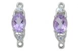 Серьги из серебра с аметистом и фианитами овал 6х8 мм 51689