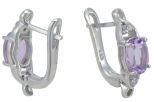 Серьги из серебра с аметистом и фианитами овал 6х8 мм 51689