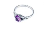 Кольцо из серебра с аметистом и фианитами овал 6х8 мм 51690
