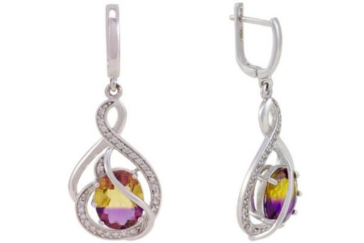 Серьги из серебра 925 пробы с аметрином.