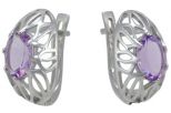 Серьги из серебра с аметистом овал 7х9 мм 51700