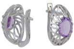 Серьги из серебра с аметистом овал 7х9 мм 51700