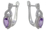 Серьги из серебра с аметистом и фианитами маркиза 5х10 мм 51702