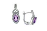 Серьги из серебра с аметистом и фианитами маркиза 5х10 мм 51702