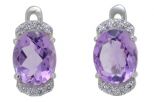 Серьги из серебра с аметистом и фианитами овал 8х10 мм 51703