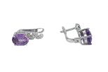 Серьги из серебра с аметистом и фианитами овал 8х10 мм 51706
