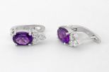 Серьги из серебра с аметистом и фианитами овал 6х8 мм 51715