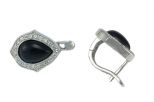 Серьги из серебра с агатом чёрным и фианитами капля 8х12 мм 51738