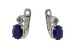 Серьги из серебра с сапфиром и фианитами овал 6х8 мм 51753