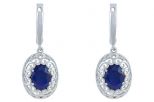 Серьги из серебра с сапфиром овал 8х10 мм 51756