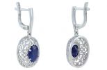 Серьги из серебра с сапфиром овал 8х10 мм 51756