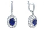 Серьги из серебра с сапфиром овал 8х10 мм 51756