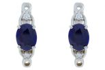 Серьги из серебра с сапфиром и фианитами овал 6х8 мм 51758