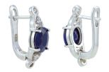 Серьги из серебра с сапфиром и фианитами овал 6х8 мм 51758