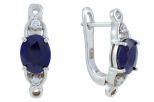 Серьги из серебра с сапфиром и фианитами овал 6х8 мм 51758