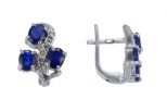 Серьги из серебра с сапфиром и фианитами 3 овала 3х5 мм 51770