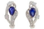 Серьги из серебра с сапфиром и фианитами капля 5х7 мм 51772