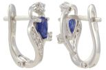 Серьги из серебра с сапфиром и фианитами капля 5х7 мм 51772