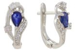 Серьги из серебра с сапфиром и фианитами капля 5х7 мм 51772