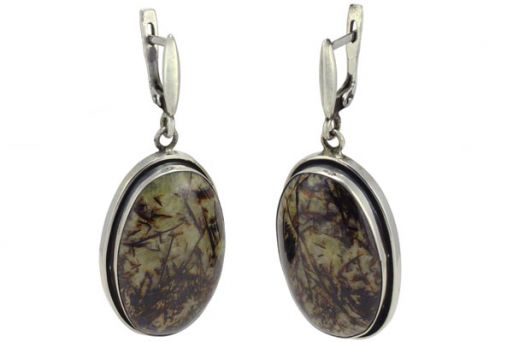 Серьги из серебра 925 пробы с астрофиллитом.