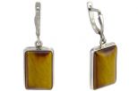Серьги из серебра с Тигровым глазом прямоугольник 12х20 мм 51828