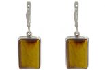 Серьги из серебра с Тигровым глазом прямоугольник 12х20 мм 51828