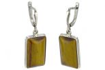 Серьги из серебра с Тигровым глазом прямоугольник 12х20 мм 51828