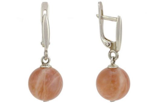 Серьги из серебра 925 пробы с солнечным камнем.