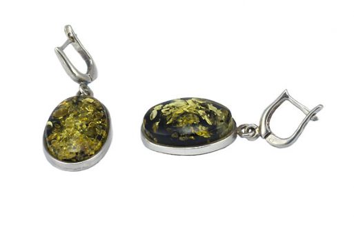 Серьги из серебра 925 пробы с янтарём.