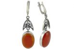 Серьги из серебра с сердоликом овал 16х24 мм 52040