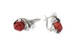 Серьги из серебра с кораллом красным жемчугом роза 10 мм роза 52385