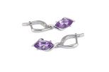 Серьги из серебра с аметистом маркиза 6х12 мм 52431