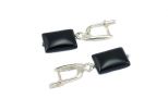 Серьги из серебра с агатом чёрным прямоугольник 10х14 мм 52556