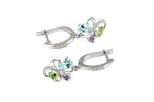 Серьги  Топаз+Аметист+Хризолит. Вес 5,27гр